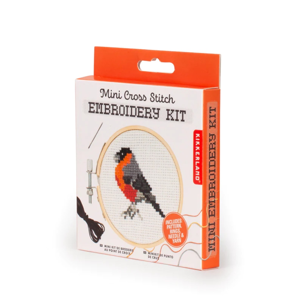 Kikkerland, Craft Supplies, Art & School, Mini Cross Stitch, Embroidery Kit, Bird, 458332